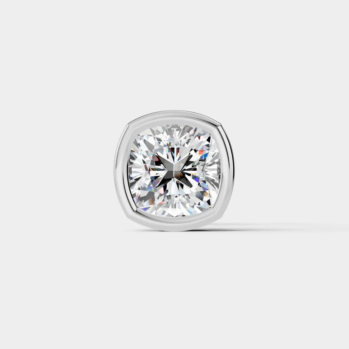 Cushion Diamond Bezel Stud Earring